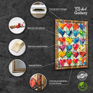 Handmade Paintings with Frame - Modern Wall Decor for Living Room "Palette of Love"