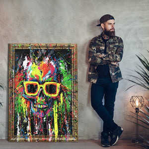 Acryl Strukturmalerei Gesicht Relief bunt Farbe modern