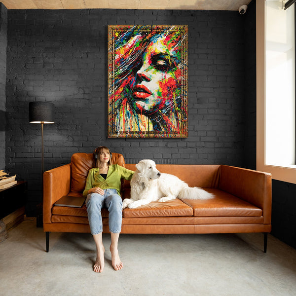 Original Abstract Canvas Painting with Frame – “The Colors of Passion” – Hand-Painted Wall Art for Living Room