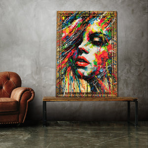 Original Abstract Canvas Painting with Frame – “The Colors of Passion” – Hand-Painted Wall Art for Living Room
