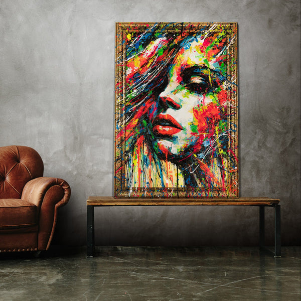 Original Abstract Canvas Painting with Frame – “The Colors of Passion” – Hand-Painted Wall Art for Living Room