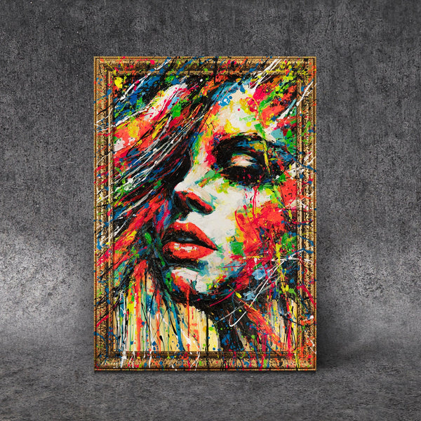 Original Abstract Canvas Painting with Frame – “The Colors of Passion” – Hand-Painted Wall Art for Living Room