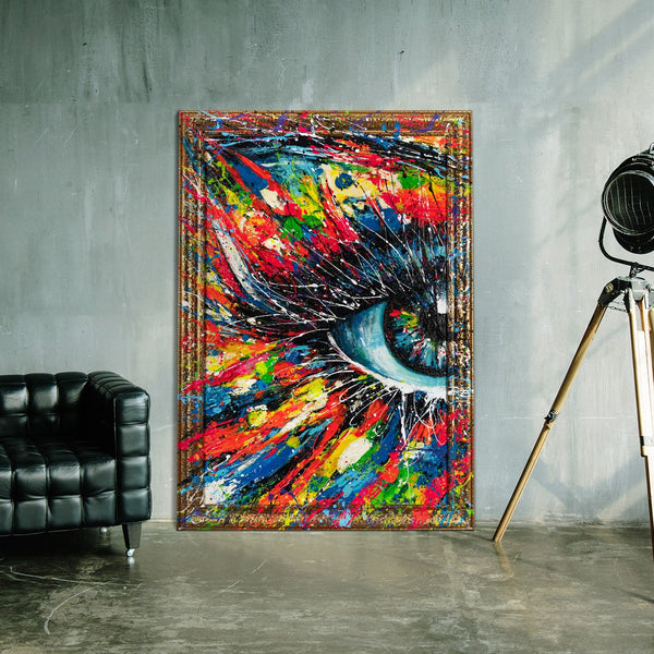 Abstract art painting with frame “The energy of the gaze”