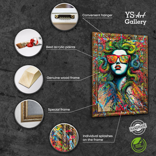 Abstract Modern Handmade Paintings on Canvas with Frame "The Myth of Neon"