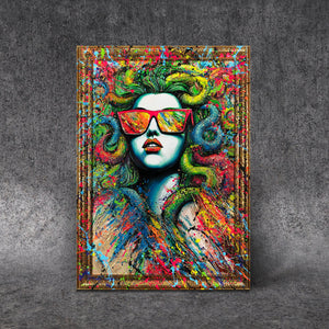 Abstract Modern Handmade Paintings on Canvas with Frame "The Myth of Neon"