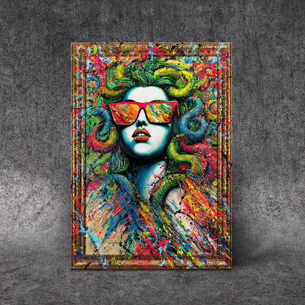 Abstract Modern Handmade Paintings on Canvas with Frame "The Myth of Neon"