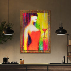 Bunte Bilder Wohnzimmer modern Frau farbenfroh YS-ART
