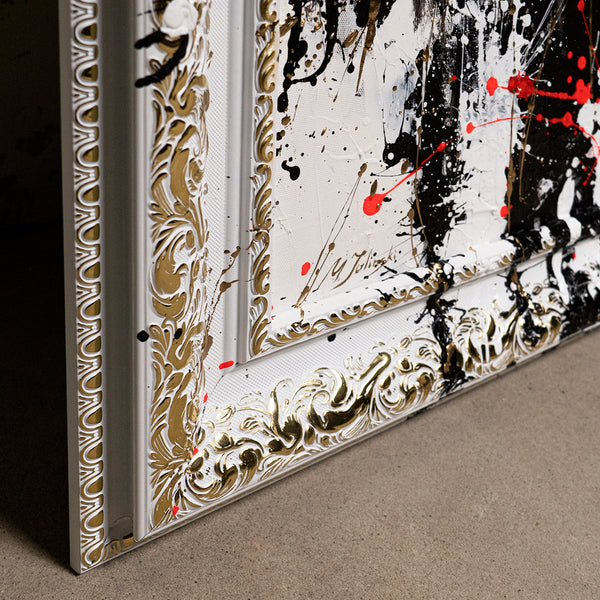 Handgemaltes Acrylbild mit Goldblumen – Wand Kunst Dekor "Samtiger Glanz"