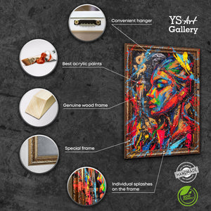 Produktansicht Leinwandstruktur handgemalte Wandbilder