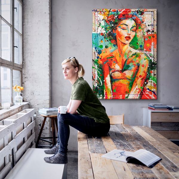 Modern Living Room Wall Art – Abstract Canvas Painting „Color of Her Dream“
