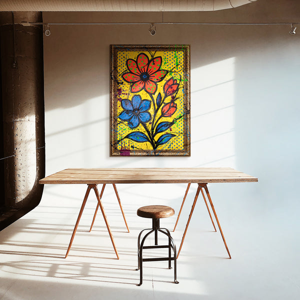 Moderne Wandbilder auf Leinwand – Handgemalte abstrakte Kunst „Blütenrausch“