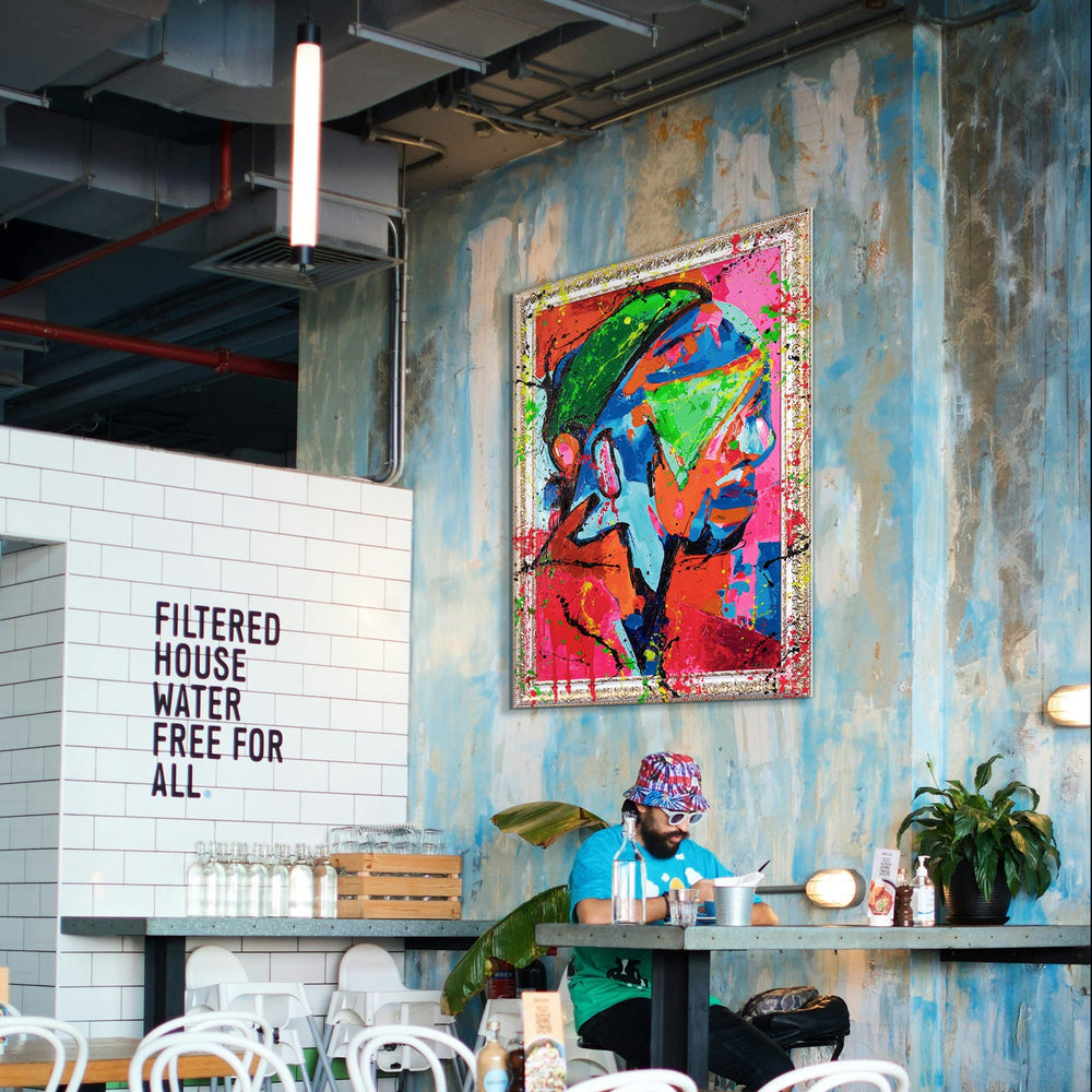 Buntes abstraktes Frauenporträt als modernes Leinwandbild
