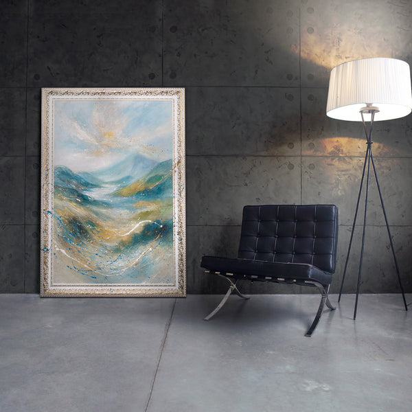 Hand-Painted Abstract Landscape „Gentle Light“ – Modern Nature Wall Art
