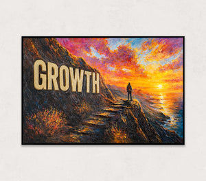 GROWTH – 3D Motivationsbild mit Reliefschrift, 120 × 80 cm