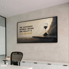 Time Invested – handgemaltes Motivationsbild fürs Büro mit 3D-Relief, 140 × 70 cm