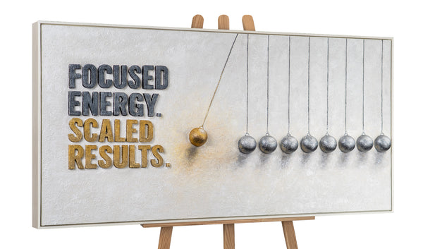 Focused Energy – handgemaltes Motivationsbild fürs Büro mit 3D-Relief, 140 × 70 cm