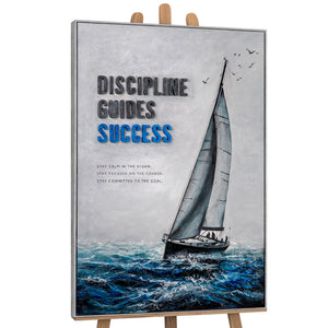 Discipline Guides – handgemaltes Motivationsbild fürs Büro mit 3D-Relief, 80 × 120 cm