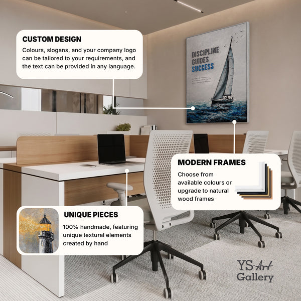 Discipline Guides – handgemaltes Motivationsbild fürs Büro mit 3D-Relief, 80 × 120 cm