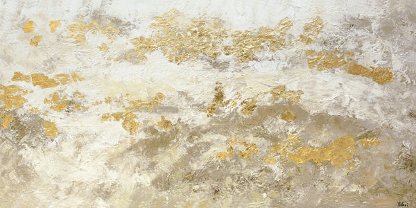Acrylgemälde auf Leinwand „Glänzendes Gold“ – Luxuriöse Wanddekoration in warmen Goldnuancen