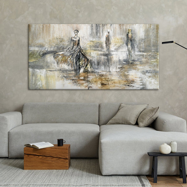 Hand made modern acrylic painting with frame "Fashion Show"