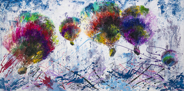 Bunte Wanddekoration „Freiflug“ – Acrylbild auf Leinwand, farbenfrohe Kunst