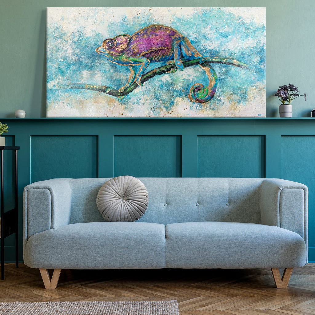 Leinwandbild Leguan im Gästezimmer Interieur