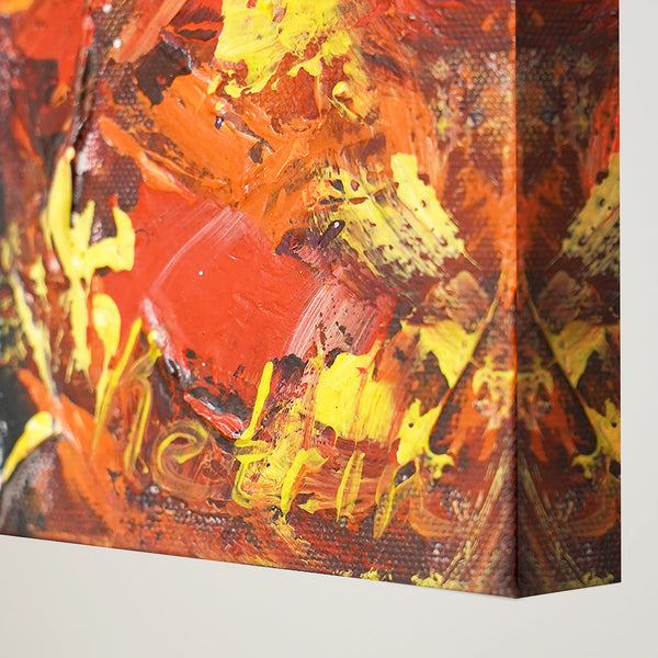 Abstract birds painting with frame "Sun parrots" 35x35 inch