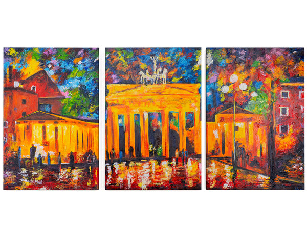 „Brandenburger Tor“ – handgemaltes Berlin Triptychon in leuchtenden Farben