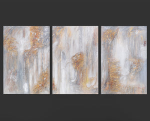 „Philosophie“ – handgemalte abstrakte Kunst als 3-teiliges Wandbild