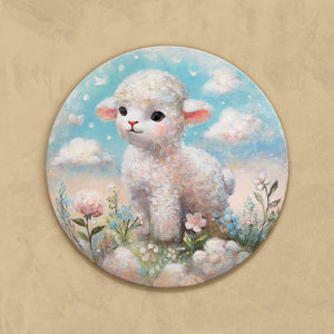 "Cloud Wonder" Round Acrylic Painting – Animal Modern Art and Abstract Art with Green