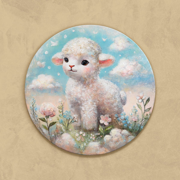 "Cloud Wonder" Round Acrylic Painting – Animal Modern Art and Abstract Art with Green
