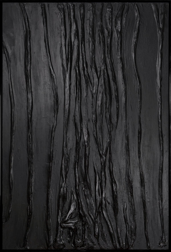 Schwarzes Acrylbild Struktur Handgemalt Modern