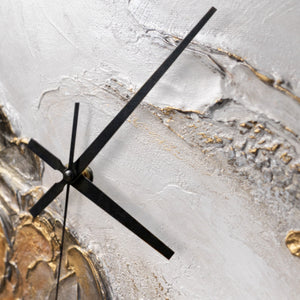 Ausgefallene Wanduhr lautlos – Handgemachtes Gold-Silber-Kontrast-Relief, quadratisch