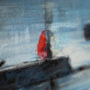 Abstrakt Fluoreszierendes selbst leuchtendes Acryl 3D Gemälde auf Leinwand Kleinstadt handgemalt Wohndekor modern Tag und Nacht echte Kunst