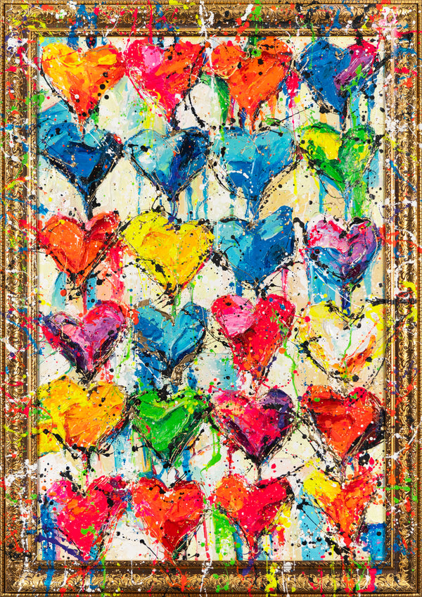 Abstraktes Wandbild Acryl bunt Texturmalerei Herz Design