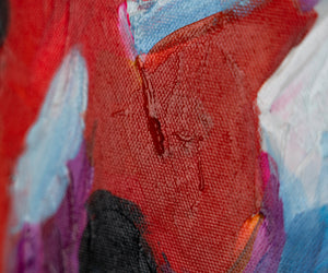 Acrylbild Abstrakt Gesicht Rot Gelb Blau Struktur