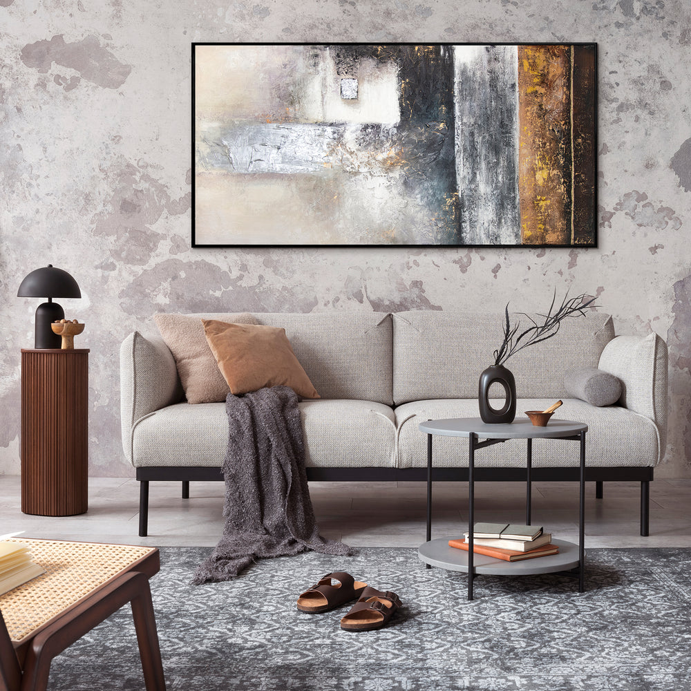 Acrylbild Grau Gold Struktur Relief Wandkunst Modern