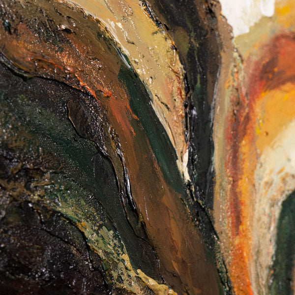 Blumenmotiv in Ocker und Braun