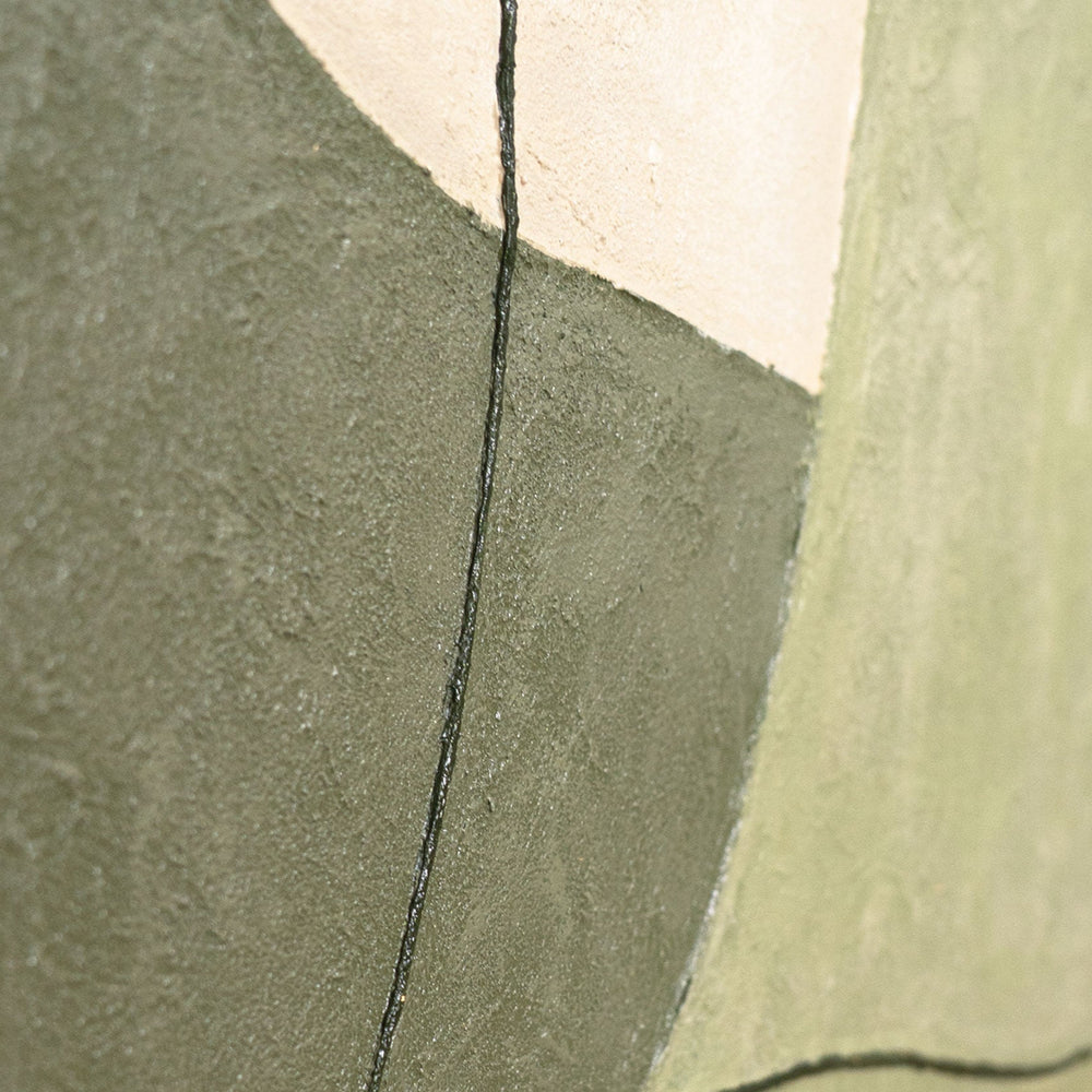 Abstraktes Wandbild mit Struktur in Beige, Grün & Gold – Modernes Acrylgemälde auf Leinwand