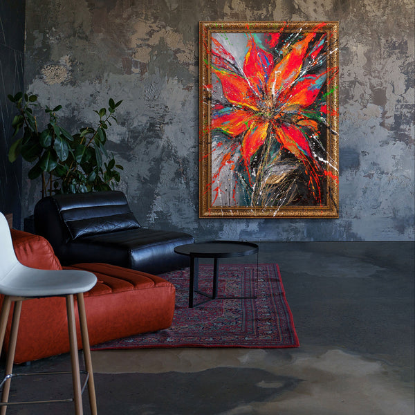 Handgemaltes Acrylbild Blume moderne Wandkunst Wohnzimmer