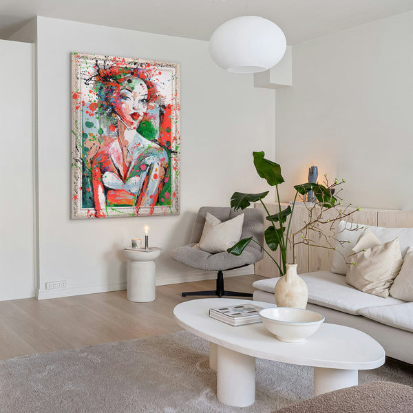 Handgemaltes Acrylbild Frau moderne Wanddeko Wohnzimmer