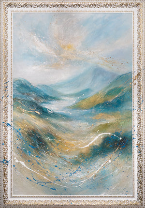 Moderne Wanddeko Blau Gold Struktur