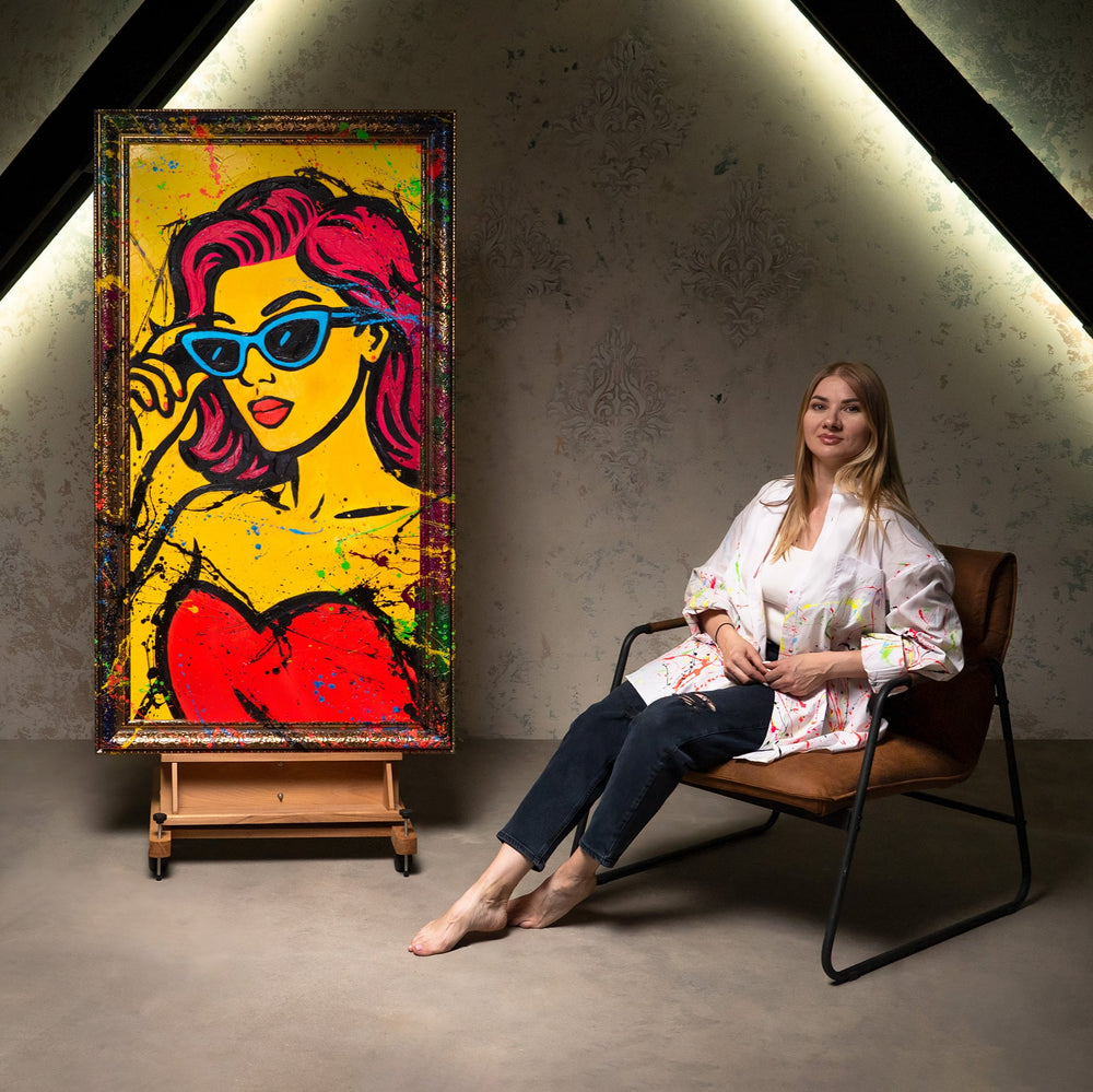 Pop Art Leinwandbild Frau mit Brille