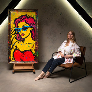 Pop Art Leinwandbild Frau mit Brille