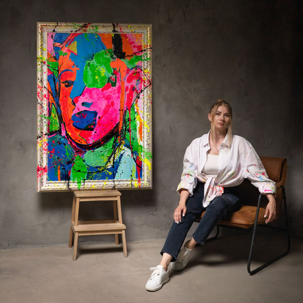 Pop Art Leinwandbild Neonfarben Handgemalt