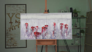 Landscape canvas painting with frame "A quiet harbor"