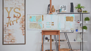 Hand painted wall art canvas with frame "Stability" 60x20 inch