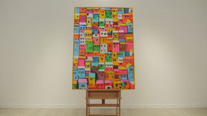 Modern abstract art with frame "Abstract small town"