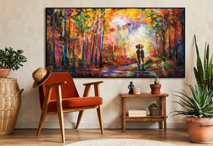 Framed Acrylic Art "Romance" – Hand-Painted Autumn Art