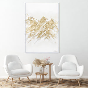 Mountain Wall Art with Gold Accents – Modern Abstract Landscape on Canvas